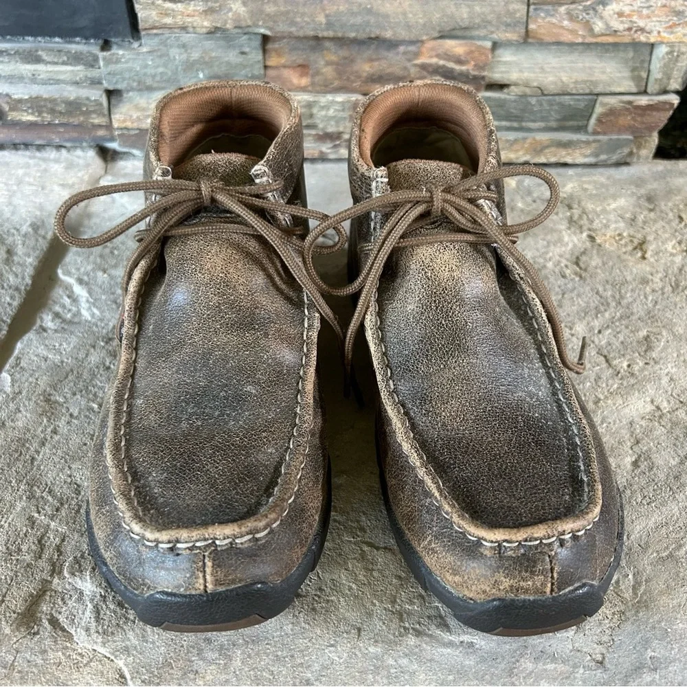 Justin Boots Brown Leather Driver Mocs Size 10.5‎